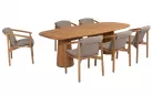 Krzesło ogrodowe do jadalni TESS teak z poduszkami Taupe Materiał Boucle