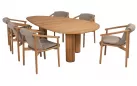 Krzesło ogrodowe do jadalni TESS teak z poduszkami Taupe Materiał Boucle