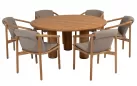 Krzesło ogrodowe do jadalni TESS teak z poduszkami Taupe Materiał Boucle