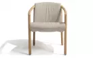 Krzesło ogrodowe do jadalni TESS teak z poduszkami Taupe Materiał Boucle