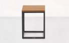Grafitowy stolik boczny ogrodowy aluminiowy blat teak GILI 33x33x40 cm