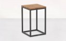 Grafitowy stolik boczny ogrodowy aluminiowy blat teak GILI 33x33x50 cm