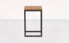 Grafitowy stolik boczny ogrodowy aluminiowy blat teak GILI 33x33x50 cm