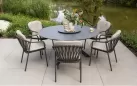 Okrągły stół d160 cm aluminiowy ciemnoszary LOCARNO 4SO blat HPL 