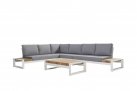 Modułowy narożnik ogrodowy aluminiowy biały teak MATISSE 4SO