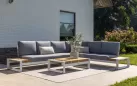 Modułowy narożnik ogrodowy aluminiowy biały teak MATISSE 4SO