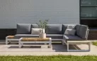 Modułowy narożnik ogrodowy aluminiowy biały teak MATISSE 4SO