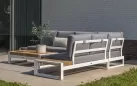 Modułowy narożnik ogrodowy aluminiowy biały teak MATISSE 4SO