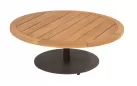 Okrągły stolik kawowy na taras z blatem teak śr. 80 cm VOLTA 4SO noga ciemnobrązowa