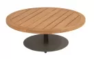 Okrągły stolik kawowy na taras z blatem teak śr. 80 cm VOLTA 4SO noga oliwkowa