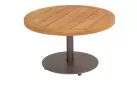 Okragły stolik kawowy na taras z blatem teak śr. 60 cm VOLTA 4SO noga brązowa