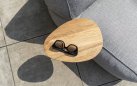 Stolik ogrodowy boczny na grafitowej nodze z blatem z drewna teak w kształcie kropli CLEVER 4SO
