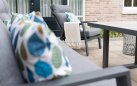 Komplet wypoczynkowy z pochylanymi oparciami aluminiowy ciemnoszary ze stolikiem ceramicznym OHIO