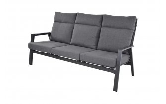 Sofa ogrodowa 3-osobowa z pochylanymi oparciami aluminiowa ciemnoszara OHIO