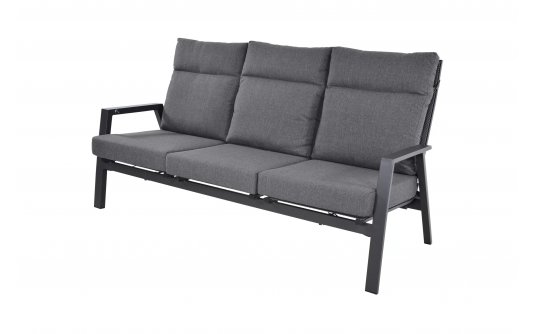Sofa ogrodowa 3-osobowa z pochylanymi oparciami aluminiowa ciemnoszara OHIO