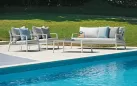 CASSIS zestaw wypoczynkowy ogrodowy aluminium teak biały