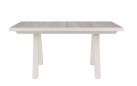 Aluminiowy jasnobeżowy stół na taras z blatem ceramicznym beżowym KRION 163-203 cm