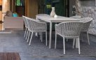 Biało kremowe 100 ogrodowe o podstawie aluminiowej 1180 x 90 cm i blatem z kamienia spiekanego alcora bizzotto