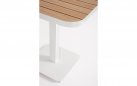 Kwadratowy biały stolik aluminiowy bistro BELMAR 75x75 blat z powłoką imitującą drewno