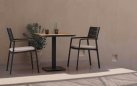 Grafitowy stół bistro ogrodowy kwadratowy aluminiowy BELMAR 75x75 blat powłoka imitacja drewna