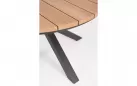 Okrągły stół aluminiowy grafitowy o średnicy 130 cm ZELMAR z blatem z powłoką drewnopodobną