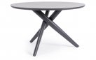 Antracytowy okrągły stół na taras aluminiowy JULIAN śr. 120 cm blat kamienny spiekany