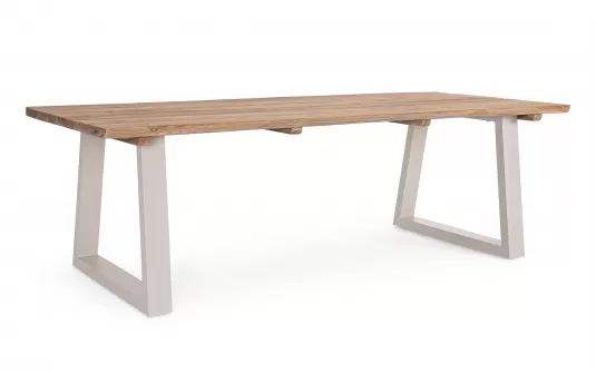 Stół na taras LEGEND 240x100 blat teak premium / nogi aluminium beżowe