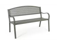 Oliwkowa ławka ogrodowa metalowa LIZETTE 123 cm szerokości