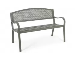 Oliwkowa ławka ogrodowa metalowa LIZETTE 123 cm szerokości