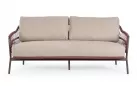 Brązowy zestaw sofa i fotele ze stolikami na taras TALAIA stal nierdzewna lina polipropylenowa teak