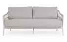 Jasnoszary zestaw sofa i fotele ze stolikami na taras TALAIA stal nierdzewna lina polipropylenowa teak