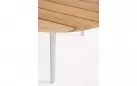 Zestaw 2 stolików na taras TALAIA Ø50 i Ø70 cm nogi malowane / blaty teak / nogi białe