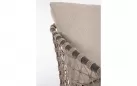 Beżowa sofa ogrodowa 2,5-osobowa EULARIA podstaw drewno teak / aluminium antracyt / beżowe poduszki Olefin
