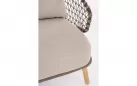 Beżowa sofa ogrodowa 2,5-osobowa EULARIA podstaw drewno teak / aluminium antracyt / beżowe poduszki Olefin