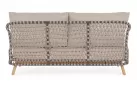 Beżowa sofa ogrodowa 2,5-osobowa EULARIA podstaw drewno teak / aluminium antracyt / beżowe poduszki Olefin