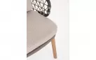 2x Beżowe krzesło stołowe ogrodowe EULARIA podstawa drewno teak / aluminium antracyt / beżowe poduszki Olefin