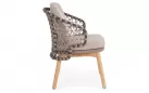 2x Beżowe krzesło stołowe ogrodowe EULARIA podstawa drewno teak / aluminium antracyt / beżowe poduszki Olefin
