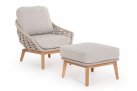 Beżowy podnóżek TAMIRES teak / lina polipropylenowa