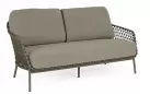 Oliwkowa nowoczesna sofa na taras IVISSA stal nierdzewna lina polipropylenowa Olefin bizzotto