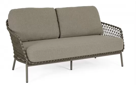 Oliwkowa nowoczesna sofa na taras IVISSA stal nierdzewna lina polipropylenowa Olefin bizzotto Oliwkowa nowoczesna sofa na taras IVISSA stal nierdzewna lina polipropylenowa Olefin bizzotto