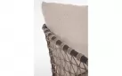Beżowy fotel na taras EULARIA podstawa drewno teak / aluminium antracyt / beżowe poduszki Olefin