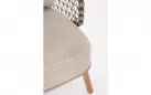 Beżowy fotel na taras EULARIA podstawa drewno teak / aluminium antracyt / beżowe poduszki Olefin