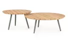 Zestaw dwóch stolików kawowych tarasowych IVISSA nogi stal oliwkowe / blat teak
