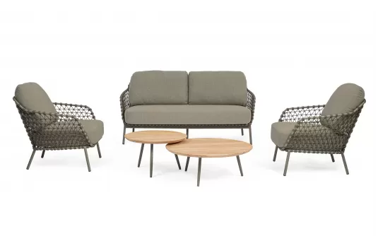 Oliwkowa nowoczesna sofa na taras IVISSA stal nierdzewna lina polipropylenowa Olefin bizzotto Oliwkowa nowoczesna sofa na taras IVISSA stal nierdzewna lina polipropylenowa Olefin bizzotto