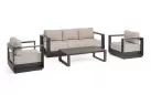 Meble grafitowe aluminiowe sofa + 2 fotele i stolik MOSES bizzotto