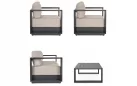 Meble grafitowe aluminiowe sofa + 2 fotele i stolik MOSES bizzotto