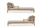 Zestaw 2 sofa / łóżko ogrodowe z teaku BALI bizzotto poduszki beżowe
