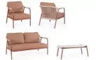Meble ogrodowe na balkon aluminiowe kolor ceglany MIRAVET lina beżowa bizzotto