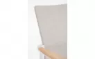 Białe smeble ogrodowe aluminiowe stołowe OTAVIO 180 cm krzesła Jalisco z beżowym obiciem stól beżowy