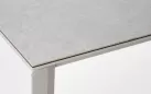 Białe smeble ogrodowe aluminiowe stołowe OTAVIO 180 cm krzesła Jalisco z beżowym obiciem stól beżowy